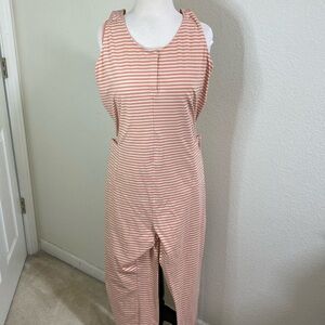 PACT Stripe Jumper in Orange/Pink and cream Large
